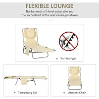 Folding Beach Lounge Chair with Adjustable Recline