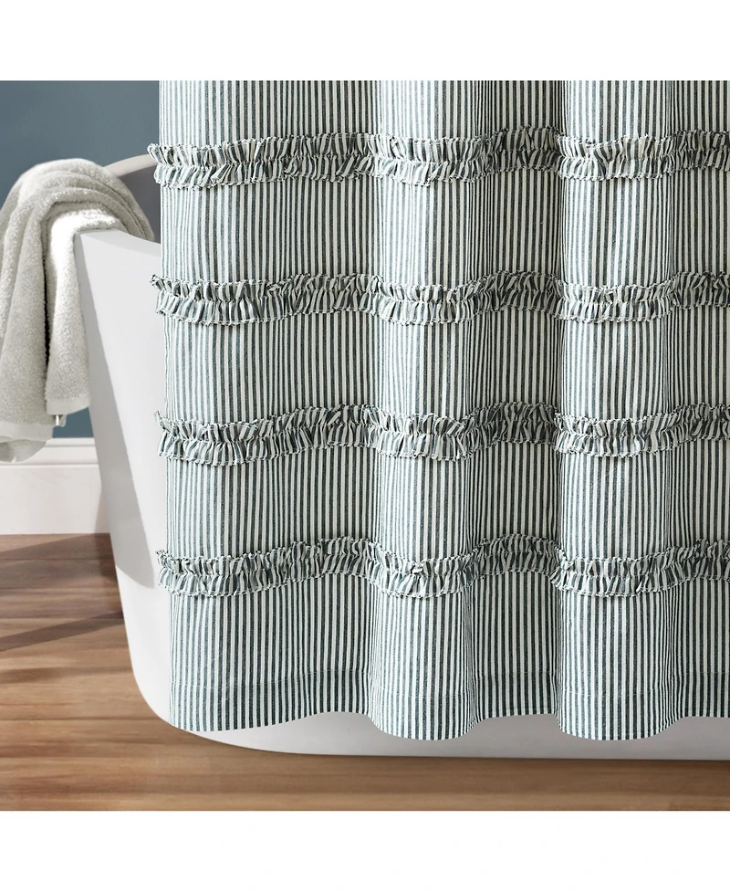 Lush Decor Vintage Stripe Yarn Dyed Cotton Shower Curtain, 72" x