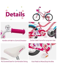 Gymax Inches Kids Bicycle w/ Doll Chair & Basket Kids Bike w/ Training Wheels Pink
