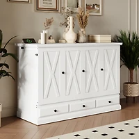 Streamdale Furniture Solid Pine Murphy Chest Bed with Charger & Storage, Full, White