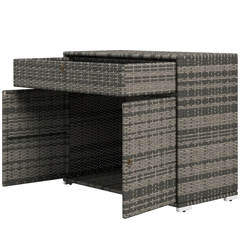 Rattan Wicker Freestanding Cabinet: Pool Toy & Towel Storage