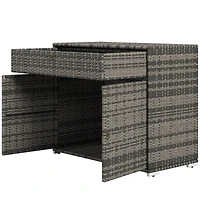 Rattan Wicker Freestanding Cabinet: Pool Toy & Towel Storage