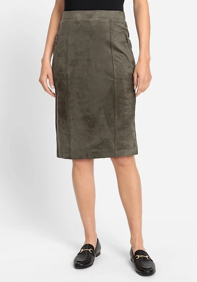 Olsen Women's Pull-On Full Suede Skirt