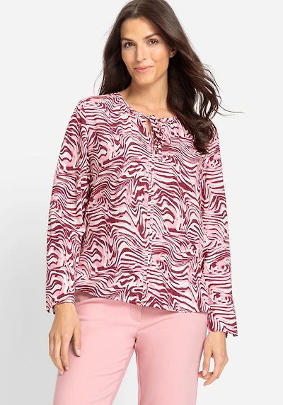 Olsen Women's Swirl Print Tunic Blouse