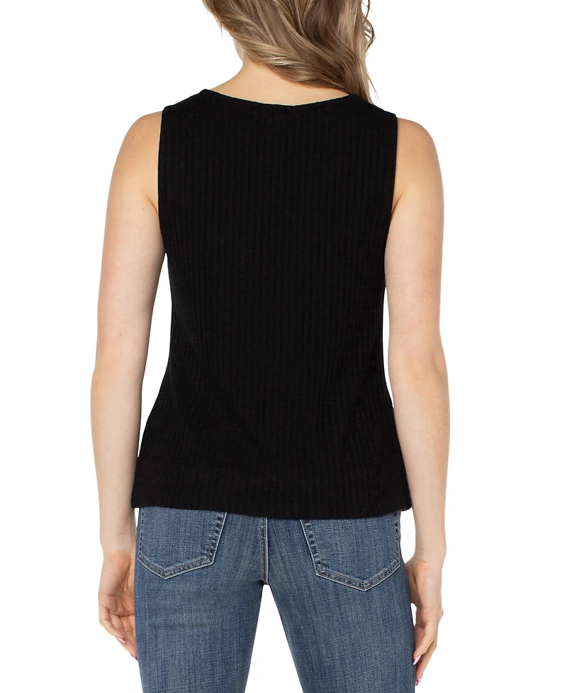Liverpool Los Angeles Women's Sleeveless Boat Neck Rib Knit Top