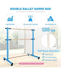 Vebreda 47 Inch Double Ballet Barre with Anti-Slip Footpads-Blue