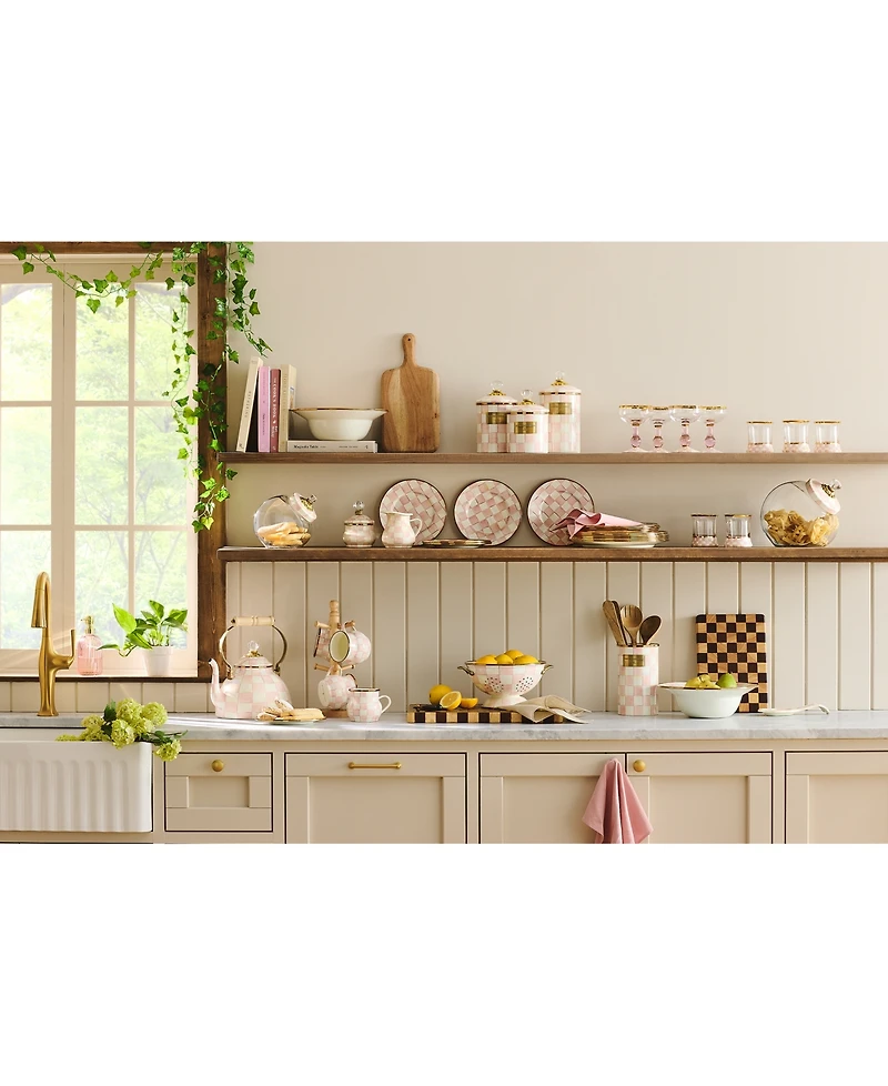 MacKenzie-Childs Rosy Check Appetizer Plates, Set of 4