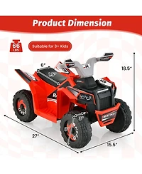 Vebreda Kids Ride on Atv 4 Wheeler Quad Toy Car with Direction Control-Pink