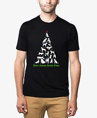 La Pop Art Men's Here Comes Santa Paws Premium Blend Word T-Shirt