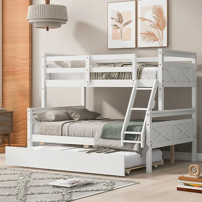Streamdale Twin/Full Bunk Bed, Trundle, Safety Rails, Gray