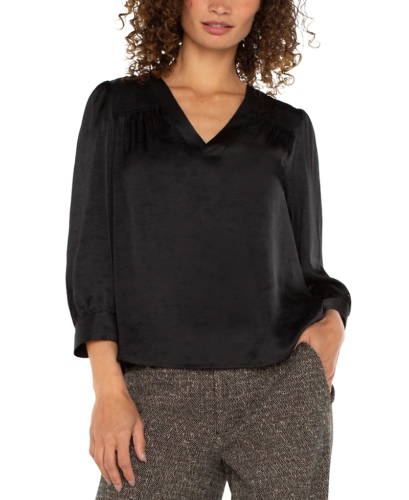 Liverpool Los Angeles Women's Long-Sleeve Pleated Top