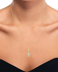 Diamond Accent Hummingbird Pendant Necklace in 14k Gold-Plated Sterling Silver, 16" + 2" extender