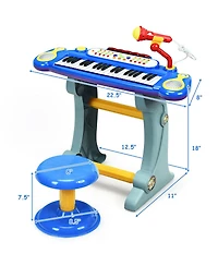 Sugift 37 Key Electronic Keyboard Kids Toy Piano Included Microphone and Stool