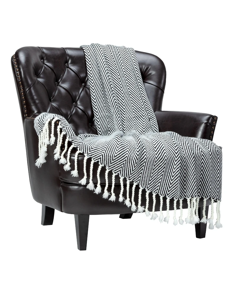 Chanasya Premium Chevron Super Soft Acrylic Throw Blanket With Tassels Cozy Lightweight Fluffy Woven for Bed Sofa Chair Couch Living Room