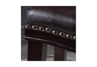 Streamdale 26" Saddle Counter Stool with Nailhead Trim (Set of 2), Dark Brown