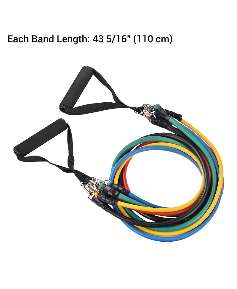 Yescom 5 Tubes Resistance Bands Set Exercise Workout Stackable 100Lbs Ankle Strap Home