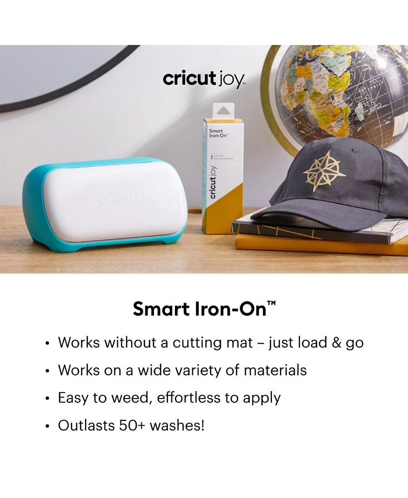 cricut Joy Machine with Mini Heat Press Blue Tool Kit and Iron on Sampler Bundle