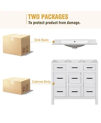 Streamdale 36" Integrated Sink Vanity 4 Drawers, 2 Doors