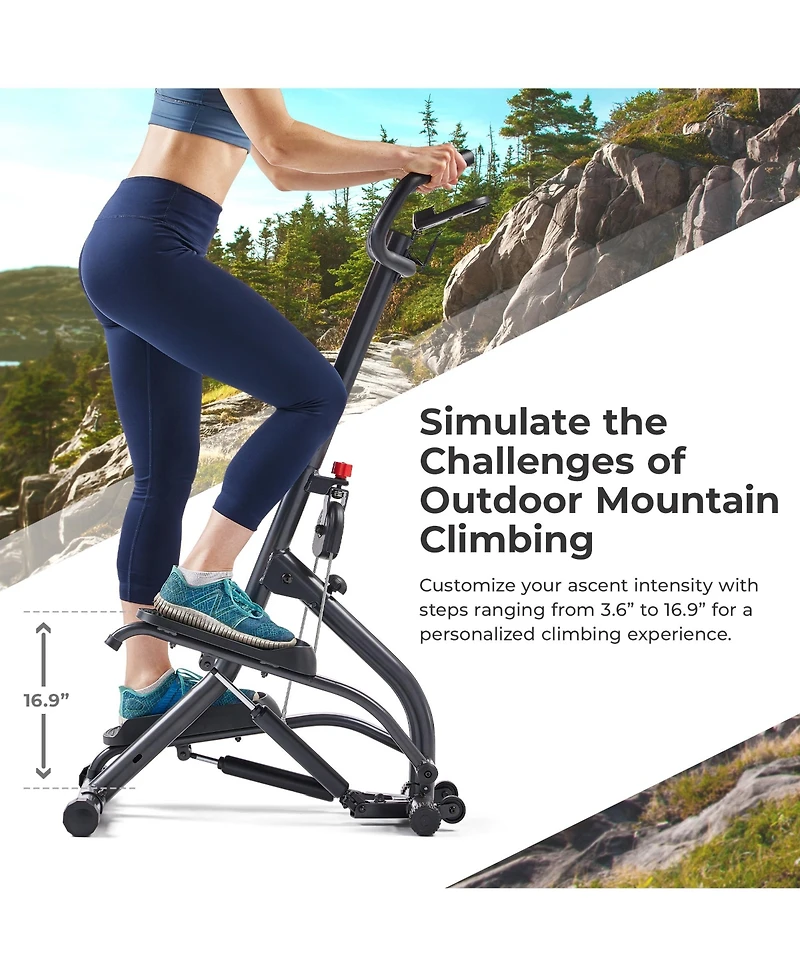 Sunny Health & Fitness Smart Extra Long Range Climber Stepper with Handlebar