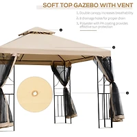 10' x 10' Patio Gazebo with Corner Shelves and Vented Roof