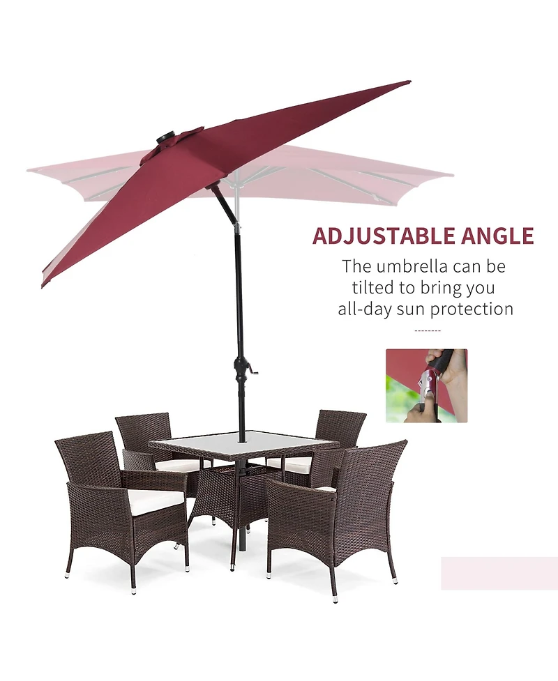9ft Solar Led Patio Umbrella with Tilt & Crank