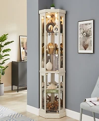 Simplie Fun Lighted Corner Curio Cabinet for Display and Storage