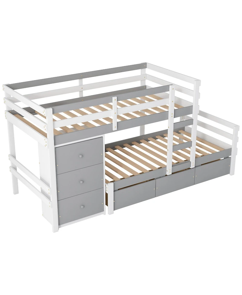 Simplie Fun Twin Over Loft Bunk Bed With Drawers And Ladder