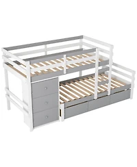Simplie Fun Twin Over Loft Bunk Bed With Drawers And Ladder