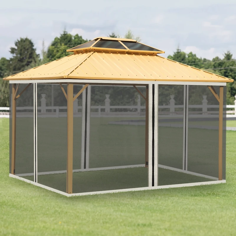 10' x 13' Gazebo/Tent Sidewall Netting with Zippers (Cream)