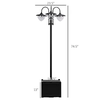 Solar Lamp Post with Planter, 6 Hour Led Lighting
