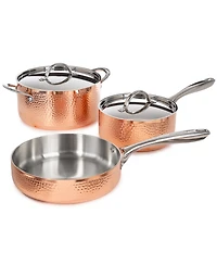 BergHOFF Vintage 5pc Tri-Ply Copper Cookware Set with Lids, Hammered