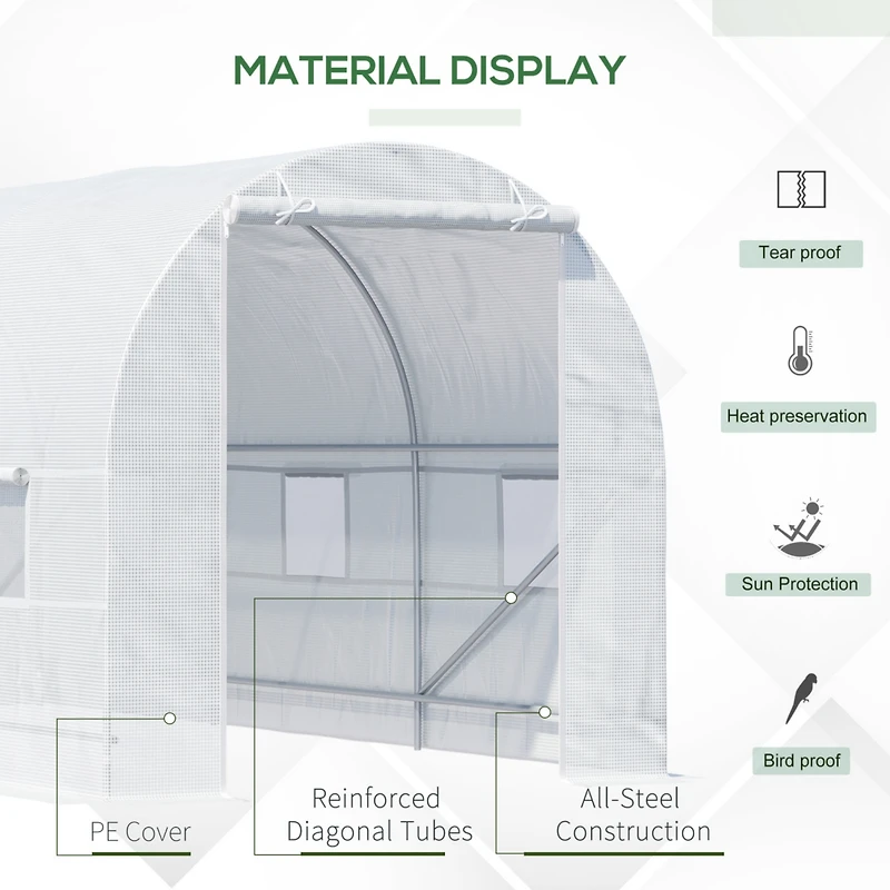 15' Walk-In Greenhouse with Windows & Door