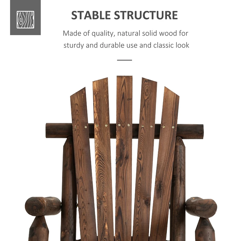 Carbonized Adirondack Rocking Chair for Outdoor and Indoor