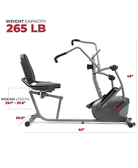 Sunny Health & Fitness Performance Recumbent Cross Trainer & Elliptical Bike with Dual Motion Arm Exercisers, SunnyFit App Enhanced Bluetooth Connecti