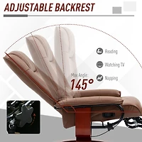 Manual Faux Leather Recliner with Footrest and Swivel Base