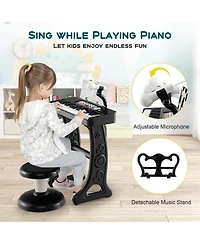 Vebreda Kids Piano Keyboard 37-Key Kids Toy Keyboard Piano with Microphone for 3+ Kids-Pink
