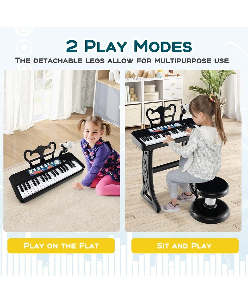 Vebreda Kids Piano Keyboard 37-Key Kids Toy Keyboard Piano with Microphone for 3+ Kids-Pink