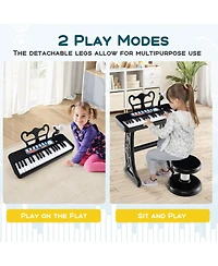 Vebreda Kids Piano Keyboard 37-Key Kids Toy Keyboard Piano with Microphone for 3+ Kids-Pink