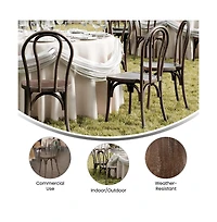 Hensler Set Of 2 Weather-Resistant Wood Look Stackable Resin Thonet Chairs For Indoor/Outdoor Use