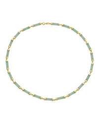 Bling Jewelry Asian Style Light Green Natural Jade Strand Tube Bar Link Necklace Collar Gold Plated Sterling Silver 18 Inch