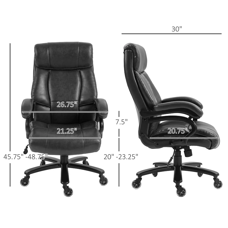 Big and Tall Office Chair, Pu Leather Desk Chair 400lb, Black