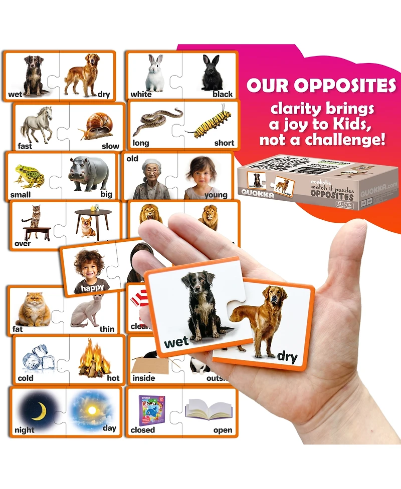 Quokka 5X Megaset Matching Puzzles for Toddlers 3-5 - Numbers, Animals, Opposites