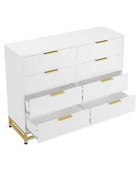 gaomon SLifet 8 Drawer Dresser with Metal Handles,Modern Wood Chest of Drawers,Sturdy Frame Bedroom Furniture with Deep Drawers,Anti-Tipping Device, f