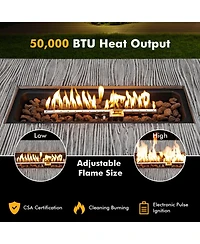 Sugift 43 Inch 50 000 Btu Propane Fire Pit Table with Removable Lid-Gray
