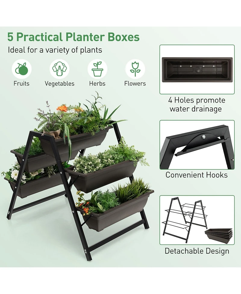 Sugift 3-Tier Vertical Raised Garden Bed with 5 Plant Boxes