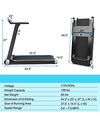Vebreda Folding Electric Compact Walking Treadmill with App Control Speaker-Silver