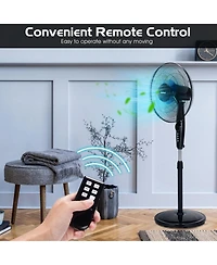 Skonyon 16 Inches Adjustable Height Fan with Quiet Oscillating Stand for Home and Office