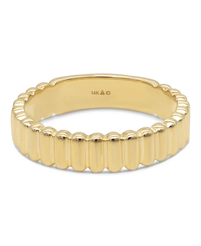 Devata Ribbed Band Ring in 14K Gold, Size 7, approx. 2.7 grams