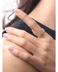 Devata Ribbed Band Ring in 14K Gold, Size 6, approx. 2.6 grams