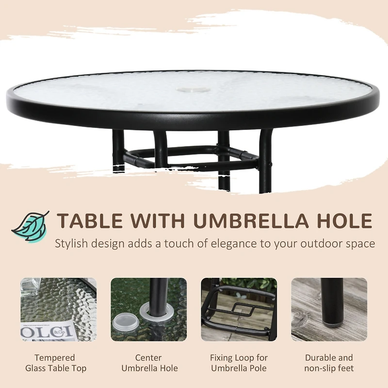 4-Piece Patio Dining Set with Folding Chairs and Adjustable Umbrella
